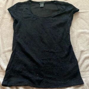 Faux Lace Navy Blouse